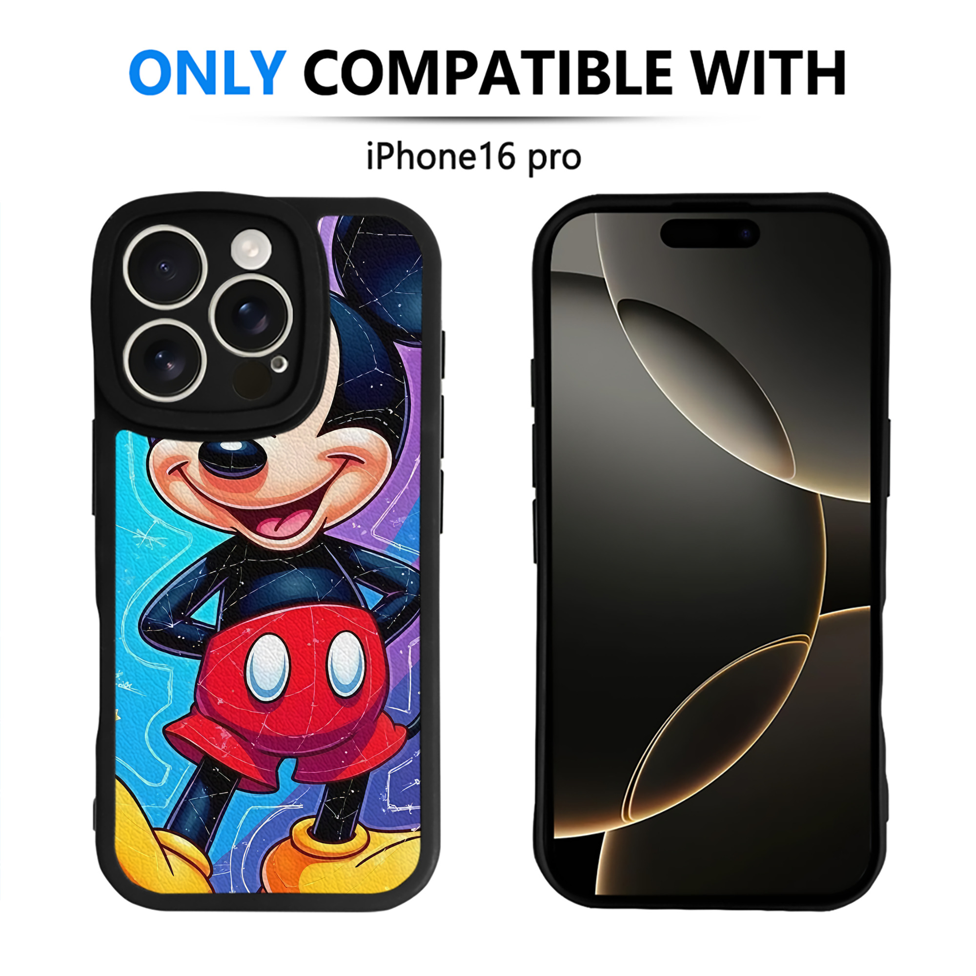 （画像用） ミッキーマウス Mickey Mouse 【iPhone 16シリーズ対応】シリコンスマホケース（レザー調） 材質：シリコン